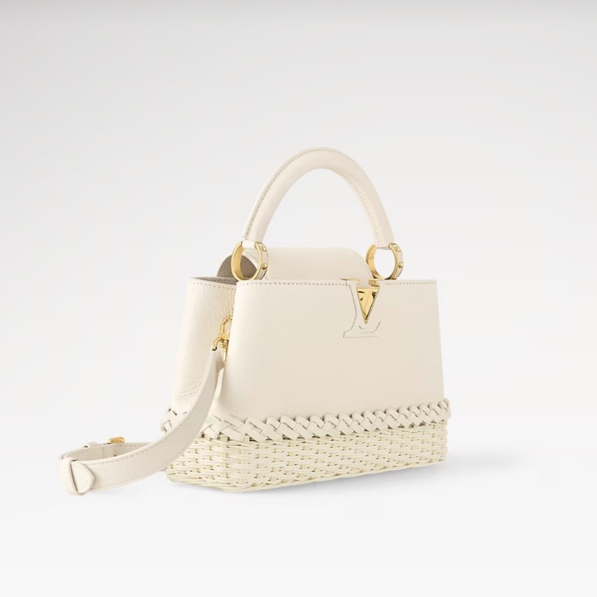 Louis Vuitton Capucines BB Top Handle Bag 10.6in/ 27cm Vanilla Rattan Gold Hardware For Women M24978