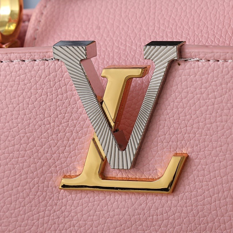Louis Vuitton Capucines Mini Top Handle Bag 8.3in/ 21cm Light Pink Silver/ Gold Hardware For Women