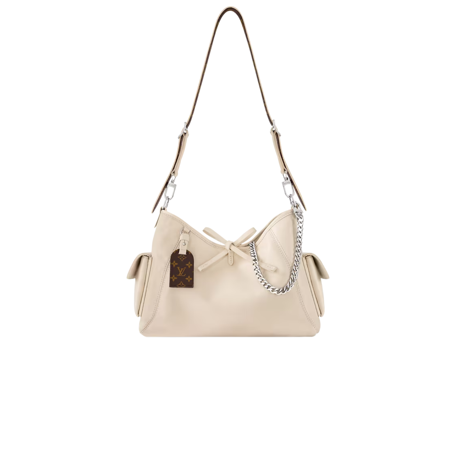 Louis Vuitton CarryAll Cargo Vibe PM Shoulder Bag 13.2in/ 33.5cm Vanilla Silver Hardware For Women M12919