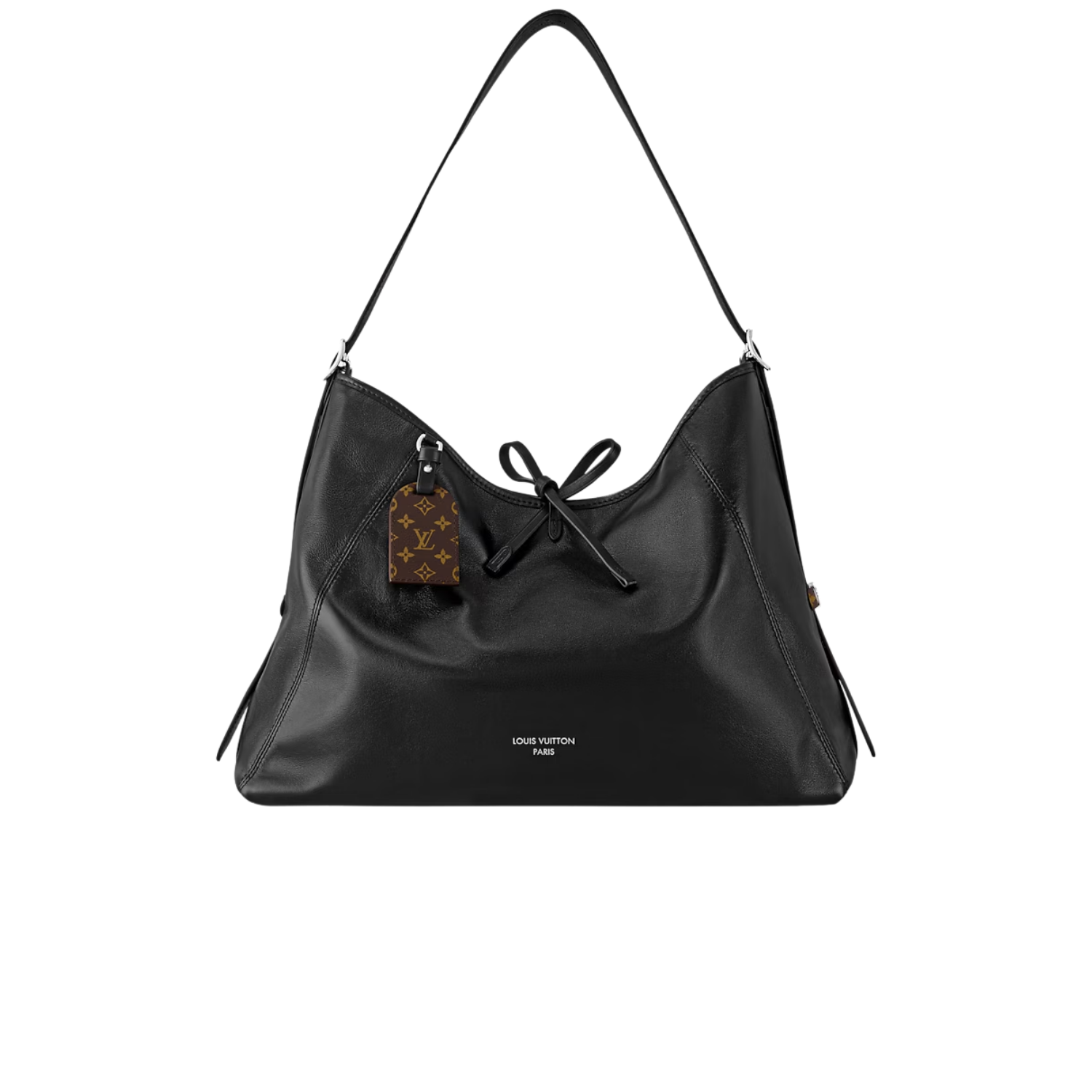 Louis Vuitton CarryAll Vibe MM Shoulder Bag 15.3in/ 39cm Black Silver Hardware For Women M25143