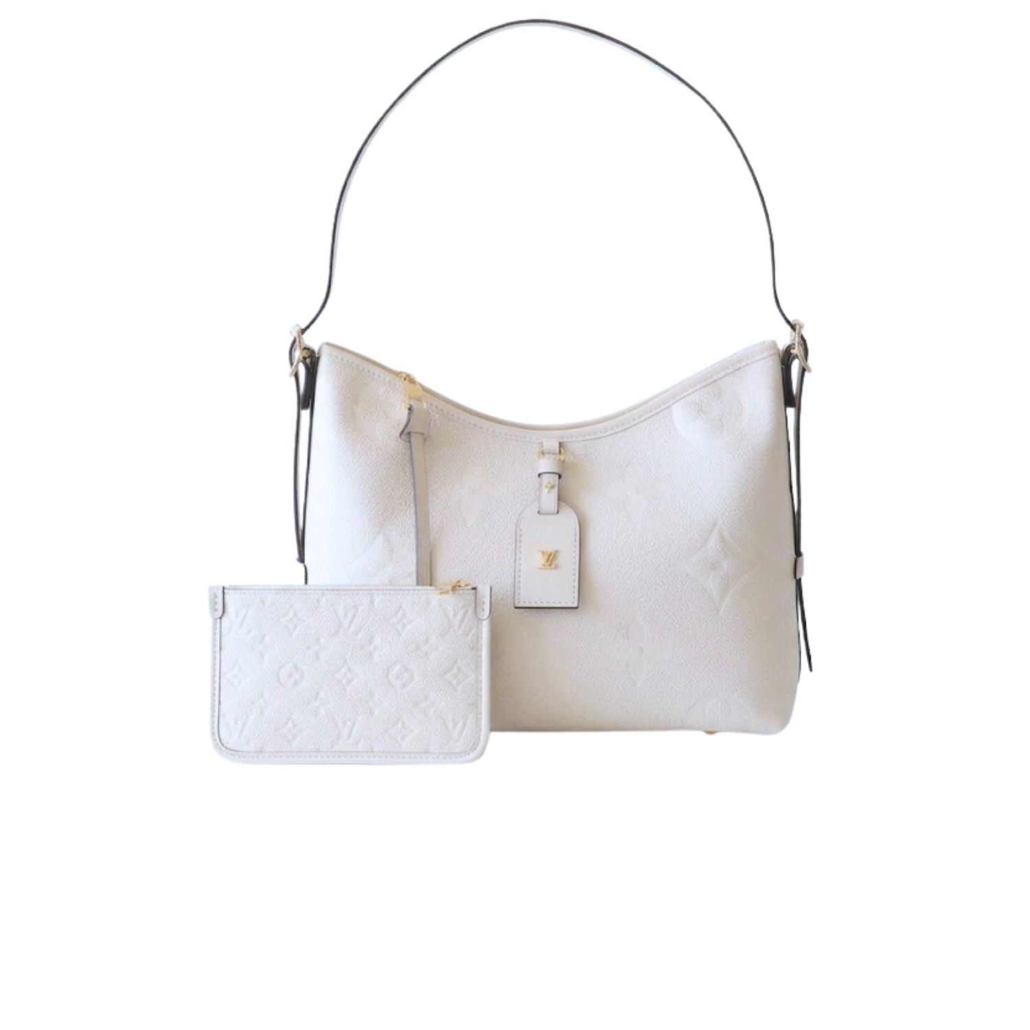Louis Vuitton CarryAll PM Shoulder Bag 11.6in/ 29.5cm White Gold Hardware For Women