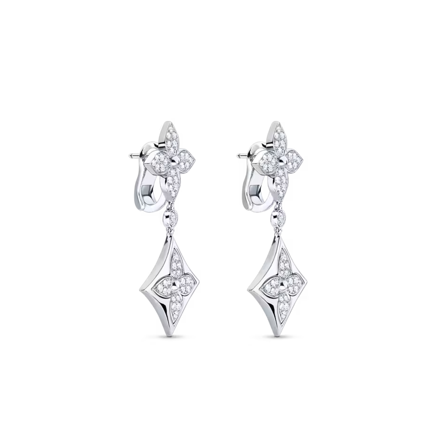Louis Vuitton Color Blossom Long Earrings Silver-Toned For Women Q96501