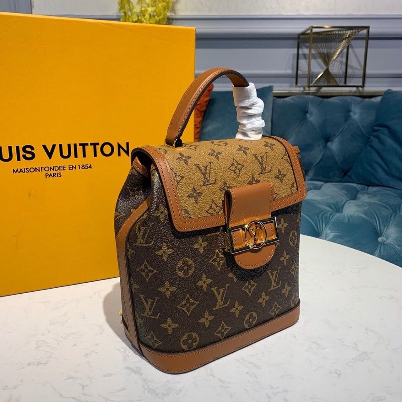Louis Vuitton Dauphine Backpack PM Monogram and Monogram Reverse Canvas By Nicolas Ghesquiere For Spring-Summer, Women's Bags 20cm LV M45142