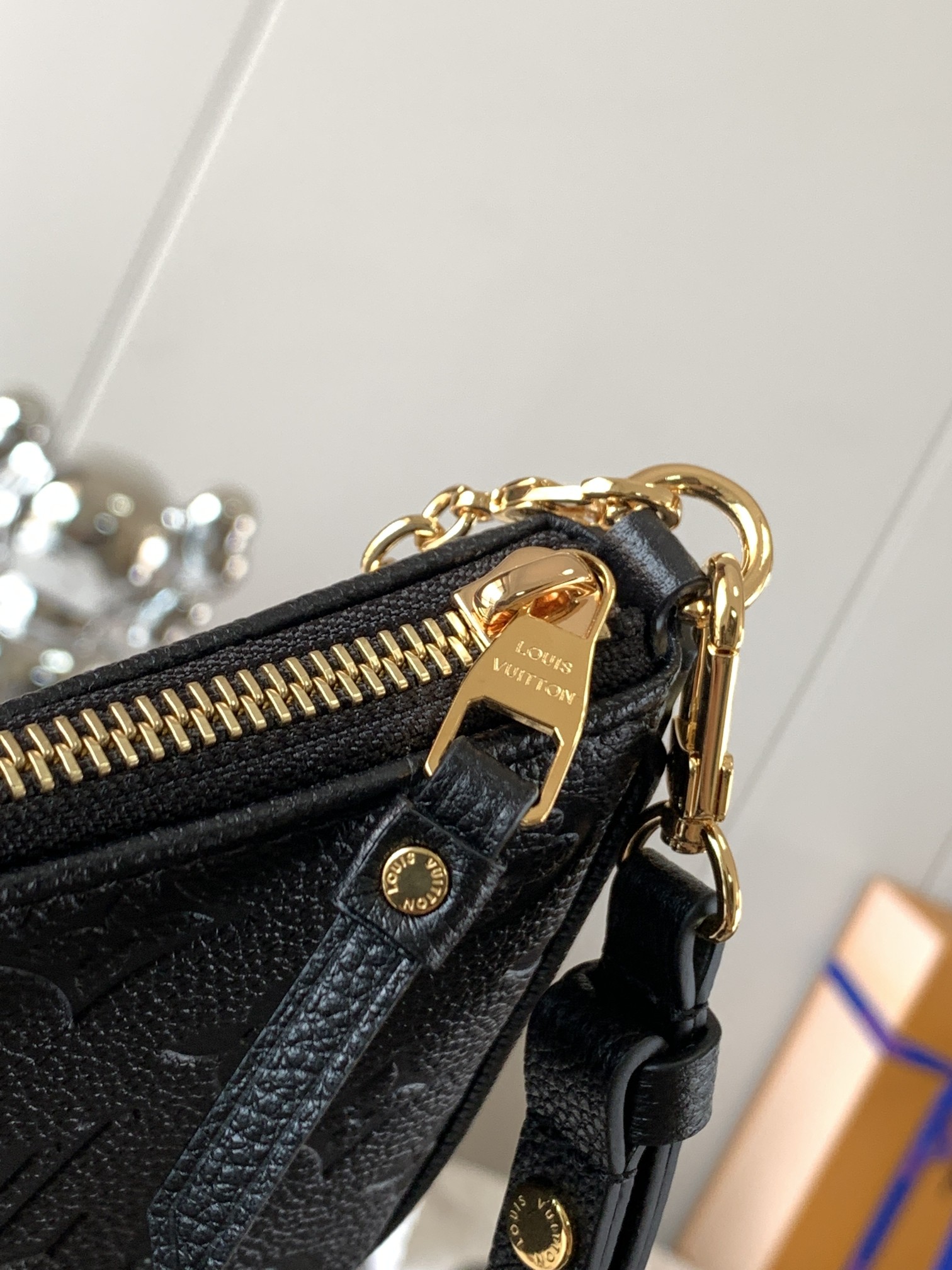 Louis Vuitton Easy Pouch On Strap Monogram Empreinte Black For Women 7.5in/19cm LV M80349