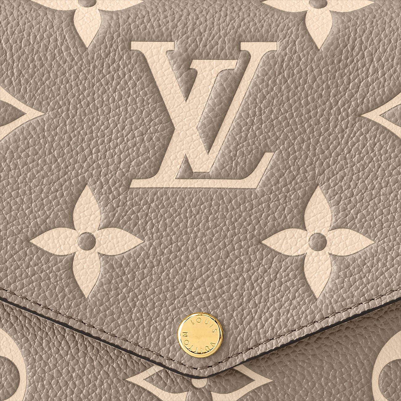 Louis Vuitton Pochette Felicie Shoulder Bag 8.3in/ 21cm Tourterelle Gray/ Cream Gold Hardware For Women M82610