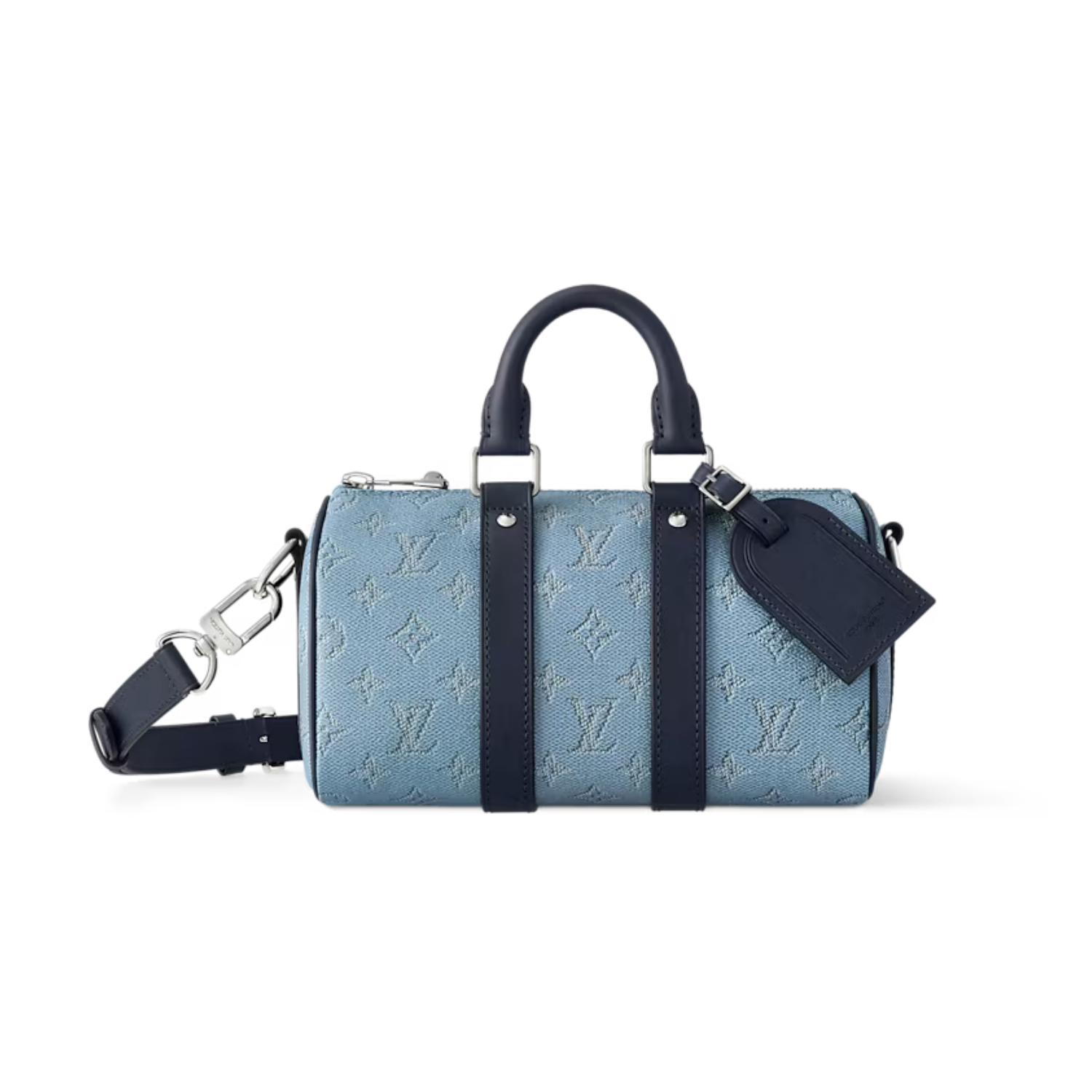 Louis Vuitton Keepall Bandouliere 25 Travel Bag 9.8in/ 25cm Blue Silver Hardware For Men M14681