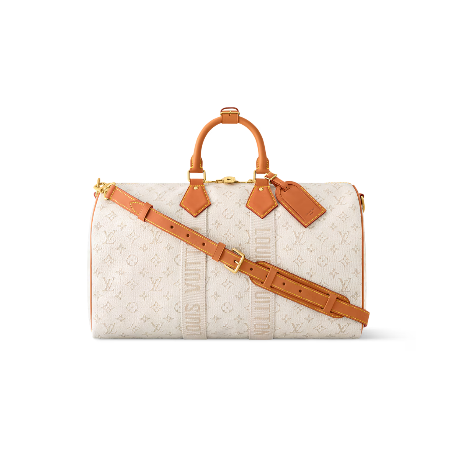 Louis Vuitton Keepall Bandouliere 45 Travel Bag 17.7in/ 45cm Off-White Gold Hardware M14838