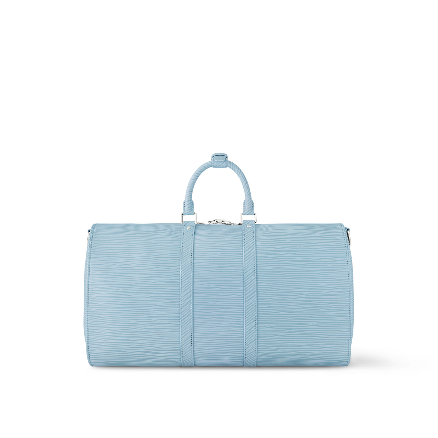 Louis Vuitton Keepall Bandouliere 50 Travel Bag 19.7in/ 50cm Sky Blue Silver Hardware M24949