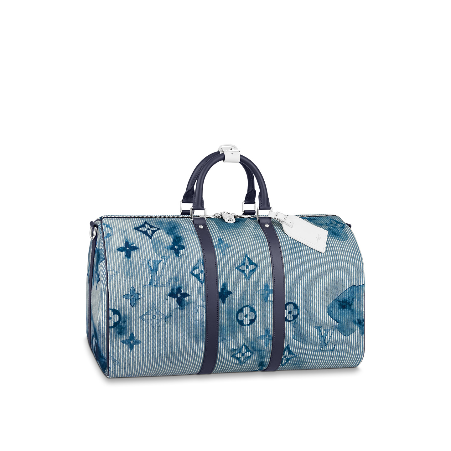 Louis Vuitton Keepall Bandouliere 50 Travel Bag 19.7in/ 50cm Blue For Men Silver Hardware M57946
