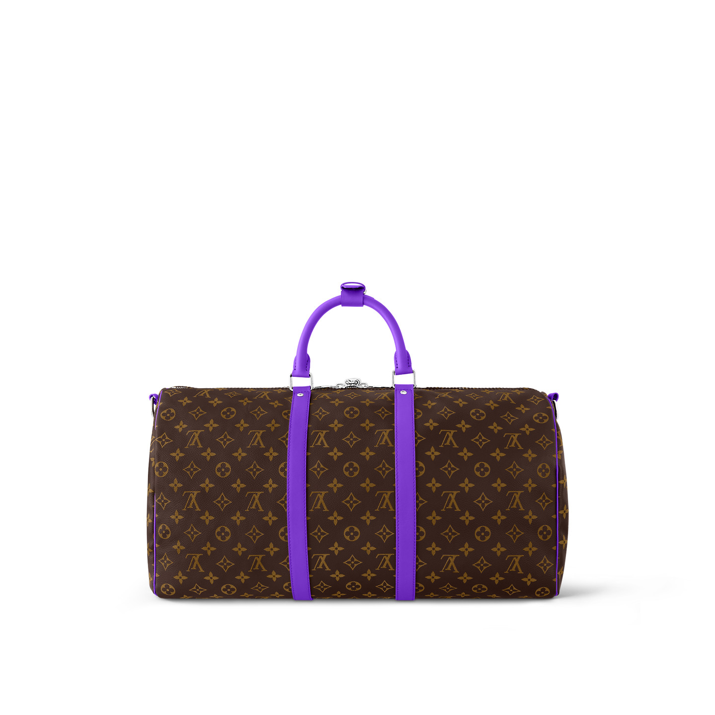 Louis Vuitton Keepall Bandouliere 50 Travel Bag 19.7in/ 50cm Brown/ Violet Silver Hardware M46775