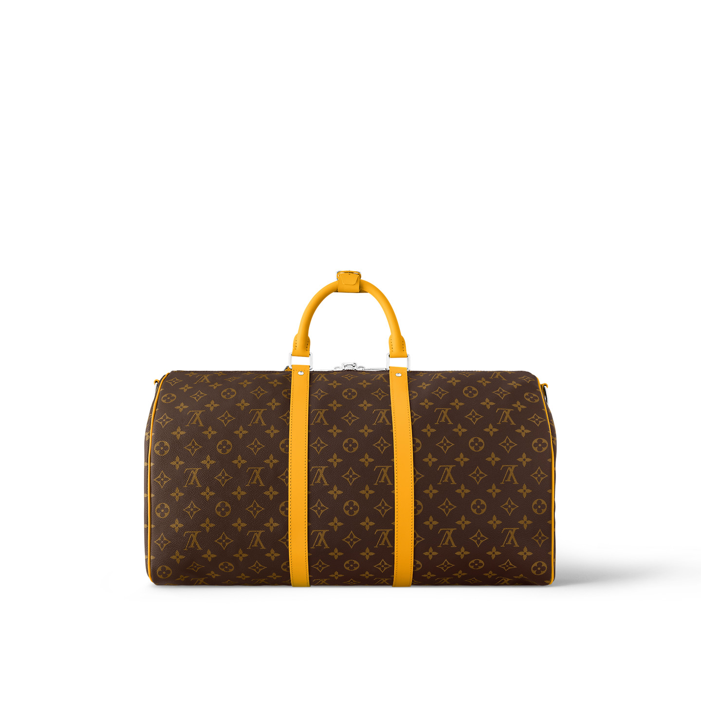 Louis Vuitton Keepall Bandouliere 50 Travel Bag 19.7in/ 50cm Brown/ Yellow Silver Hardware M46771