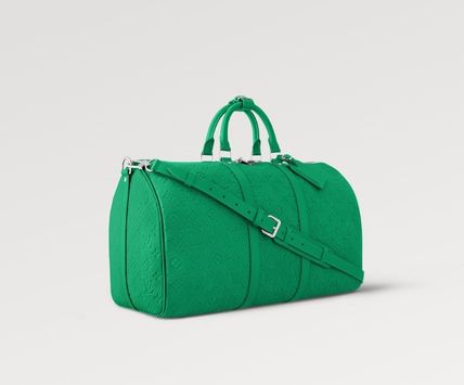 Louis Vuitton Keepall Bandouliere 50 Travel Bag 19.7in/ 50cm Green Silver Hardware M23751