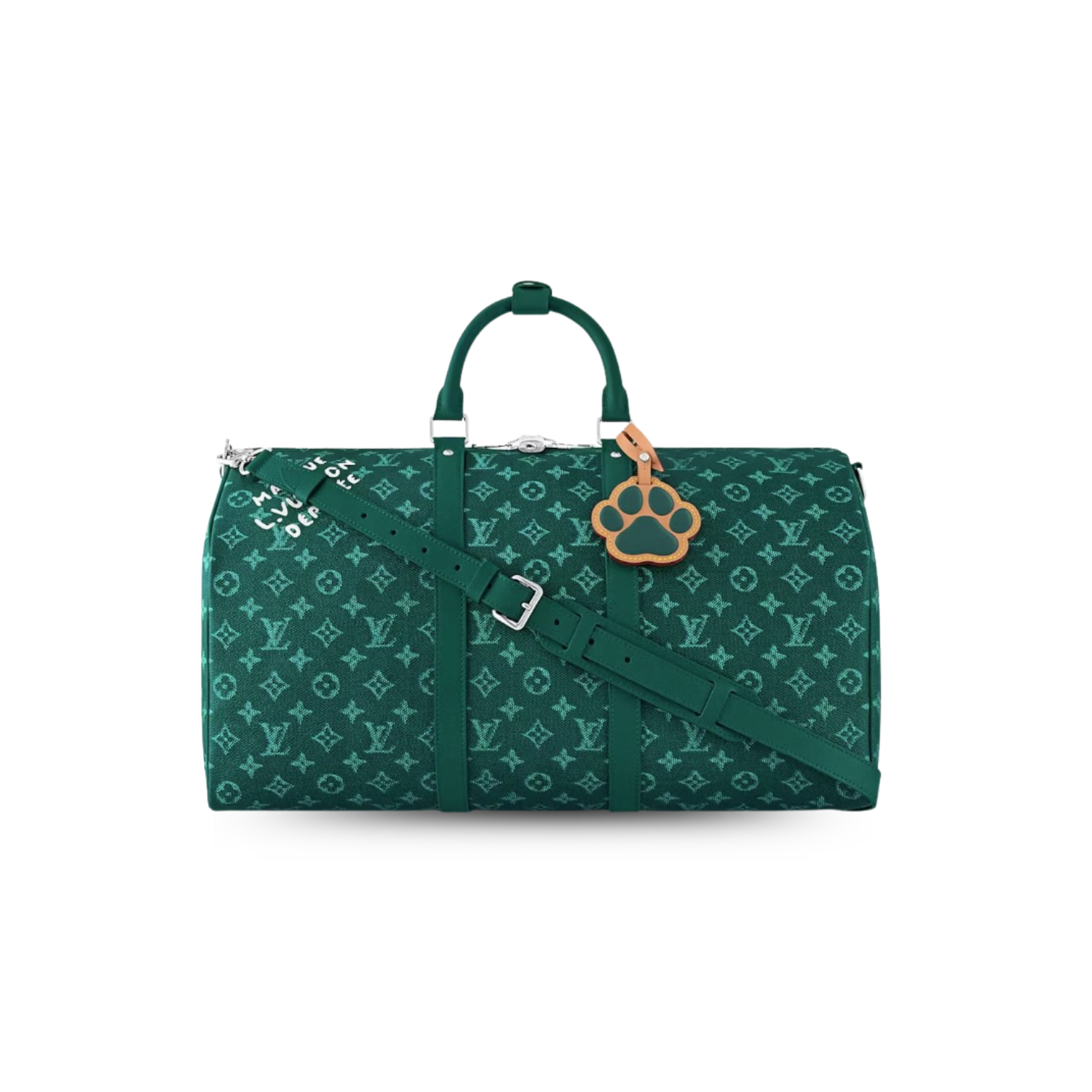 Louis Vuitton Keepall Bandouliere 50 Travel Bag 19.7in/ 50cm Green Silver Hardware M12687