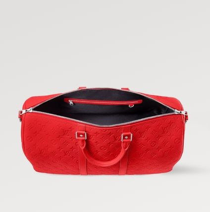 Louis Vuitton Keepall Bandouliere 50 Travel Bag 19.7in/ 50cm Red Silver Hardware M23750