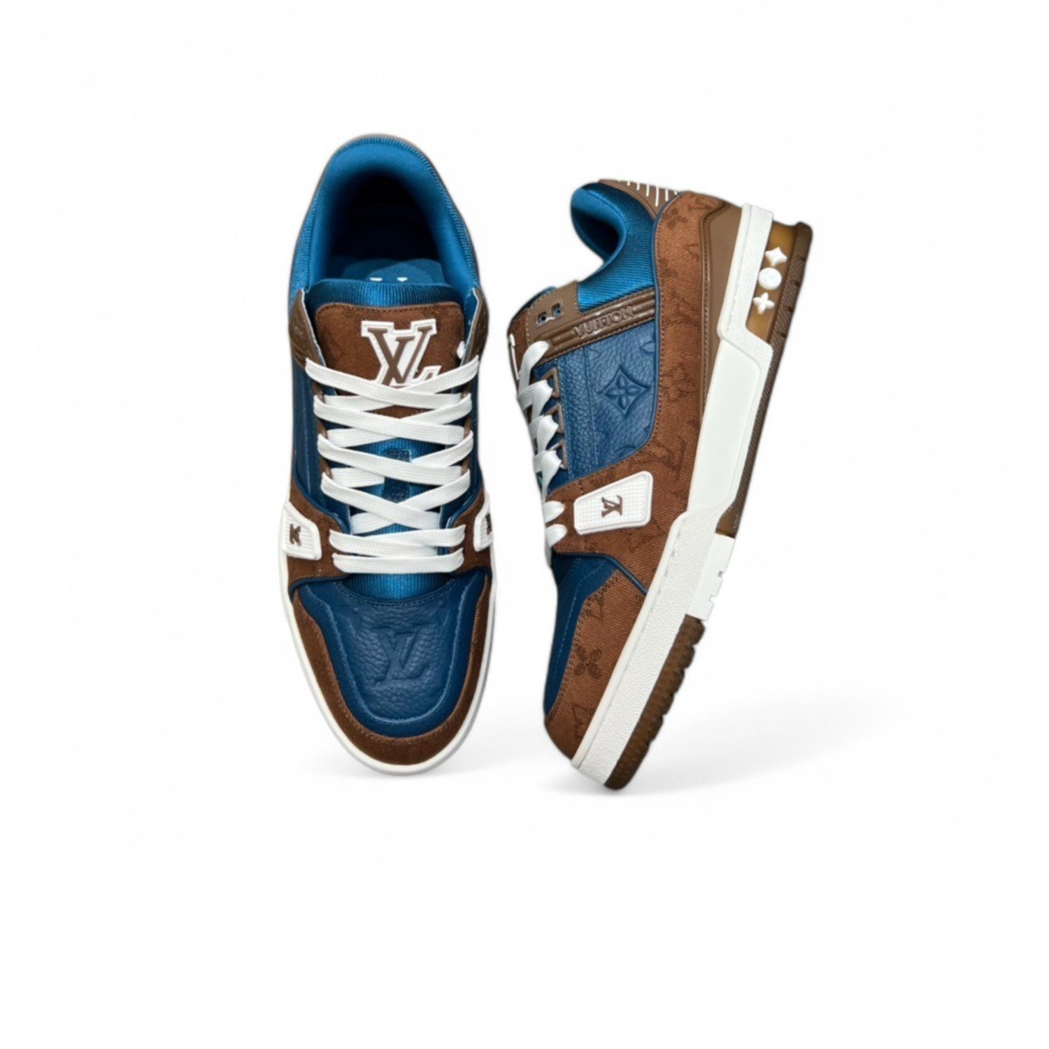 Louis Vuitton LV Trainer Sneaker Brown And Dark Blue For Men