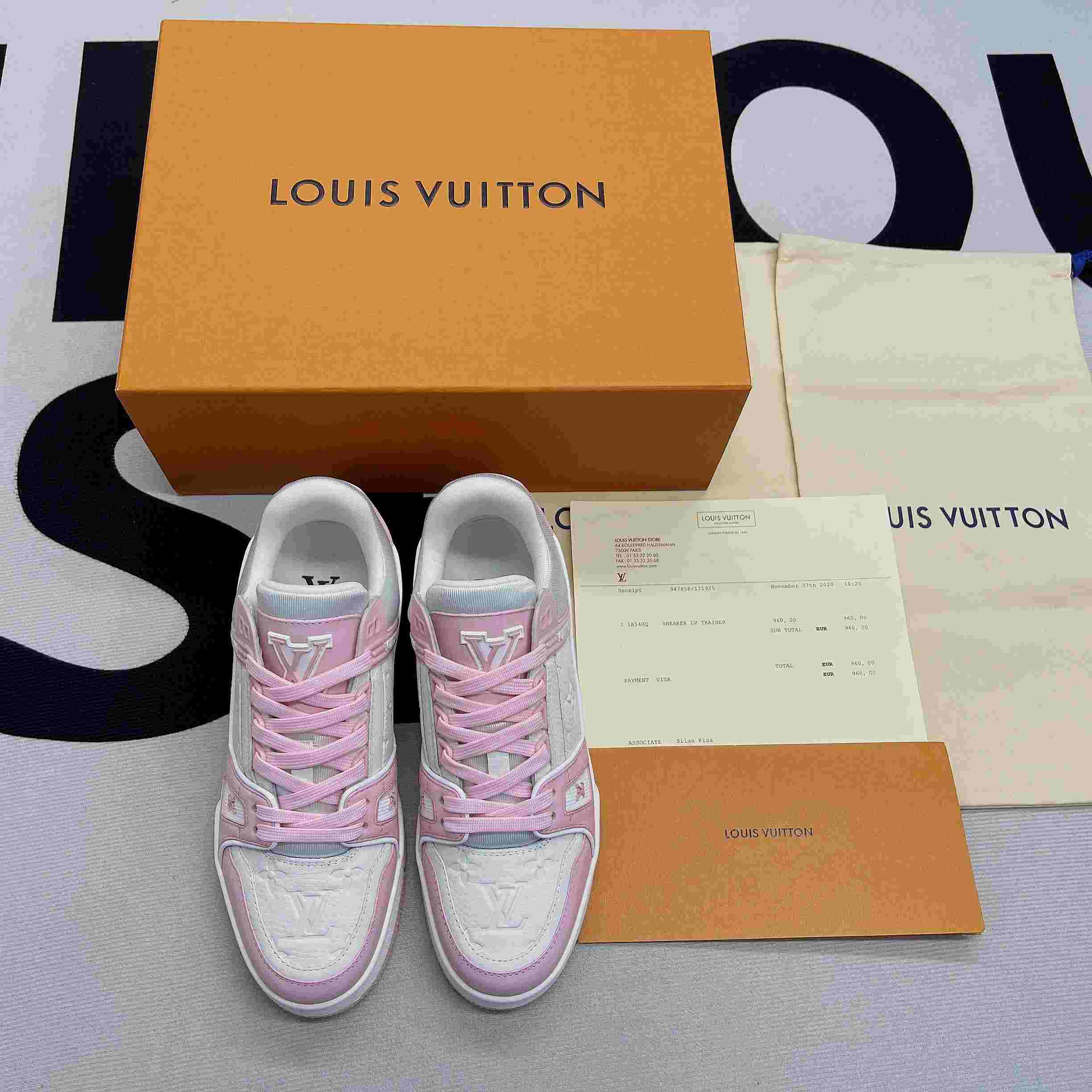 Louis Vuitton LV Trainer Sneaker Pink For Men 1ABOEI