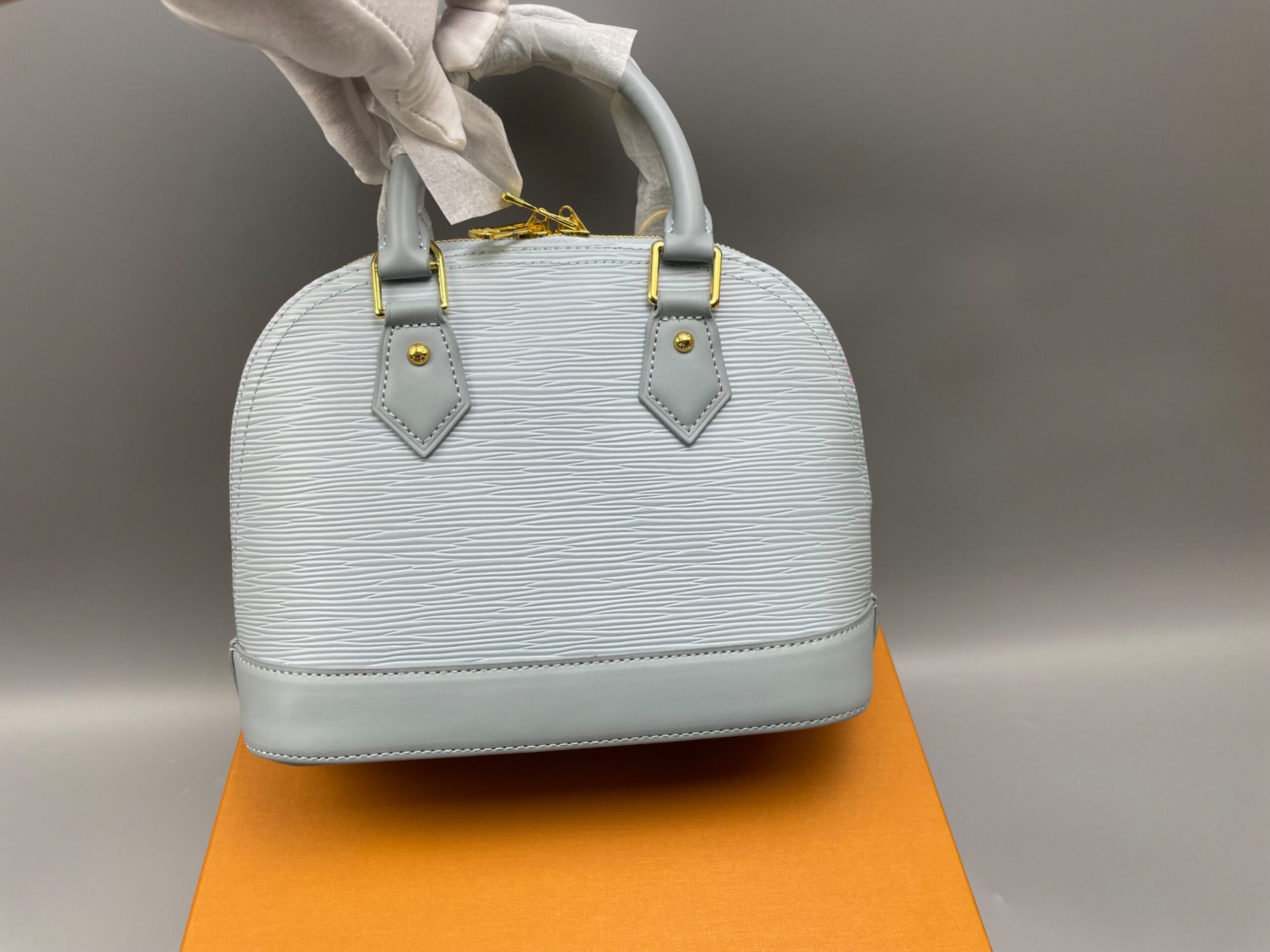 Louis Vuitton LV x TM Alma BB Top Handle Bag 9.3in/ 23.5cm Washed Blue Gold Hardware For Women M14197