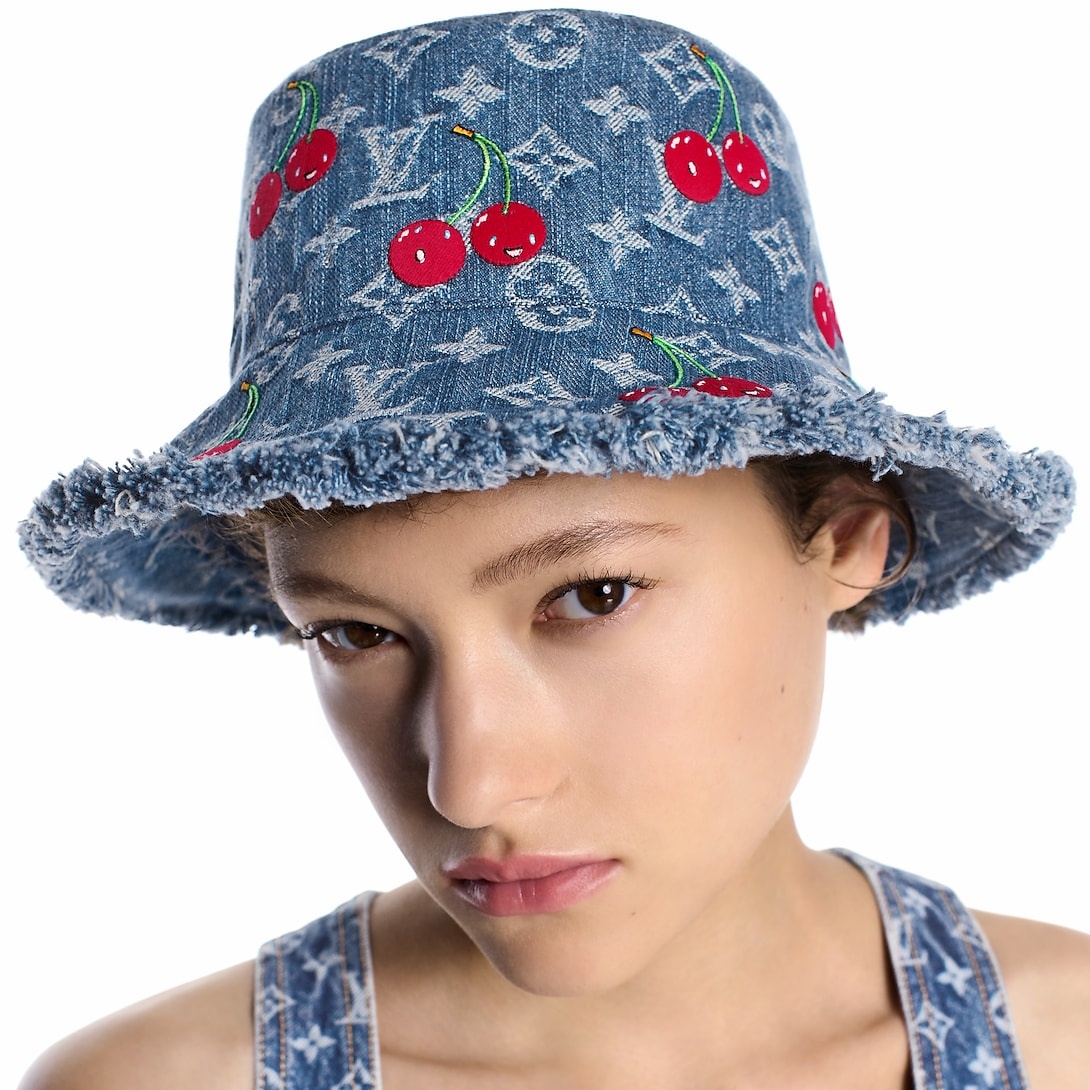 Louis Vuitton LV x TM Denim Cerise Bucket Hat Blue For Women M5032M