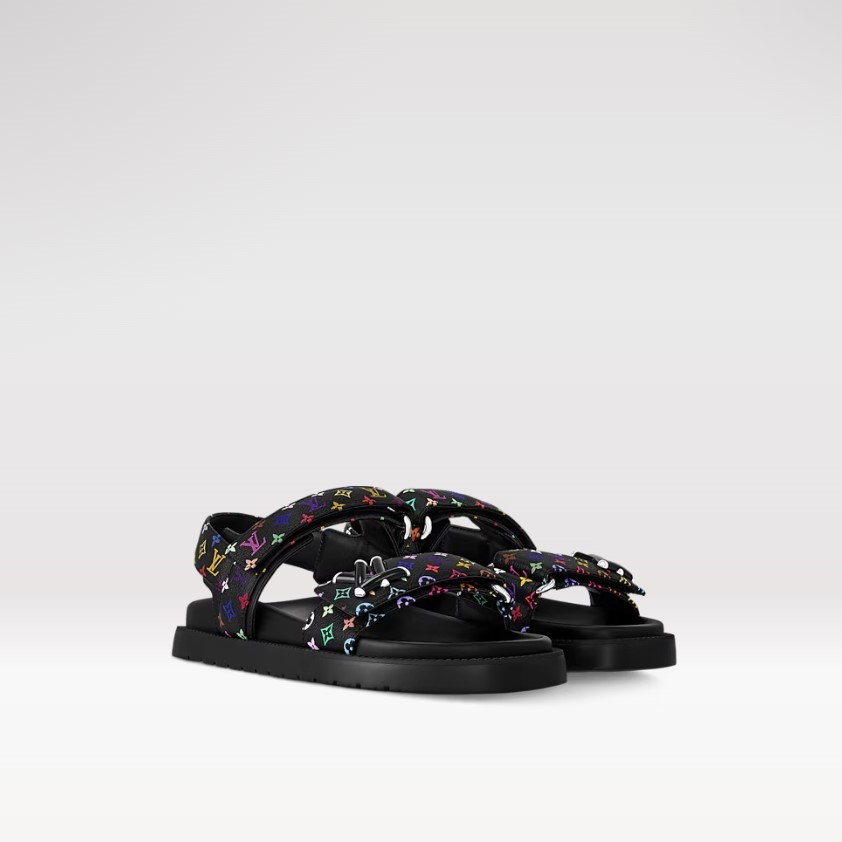 Louis Vuitton LV x TM LV Sunset Flat Comfort Sandal Black For Women 1AGXF6