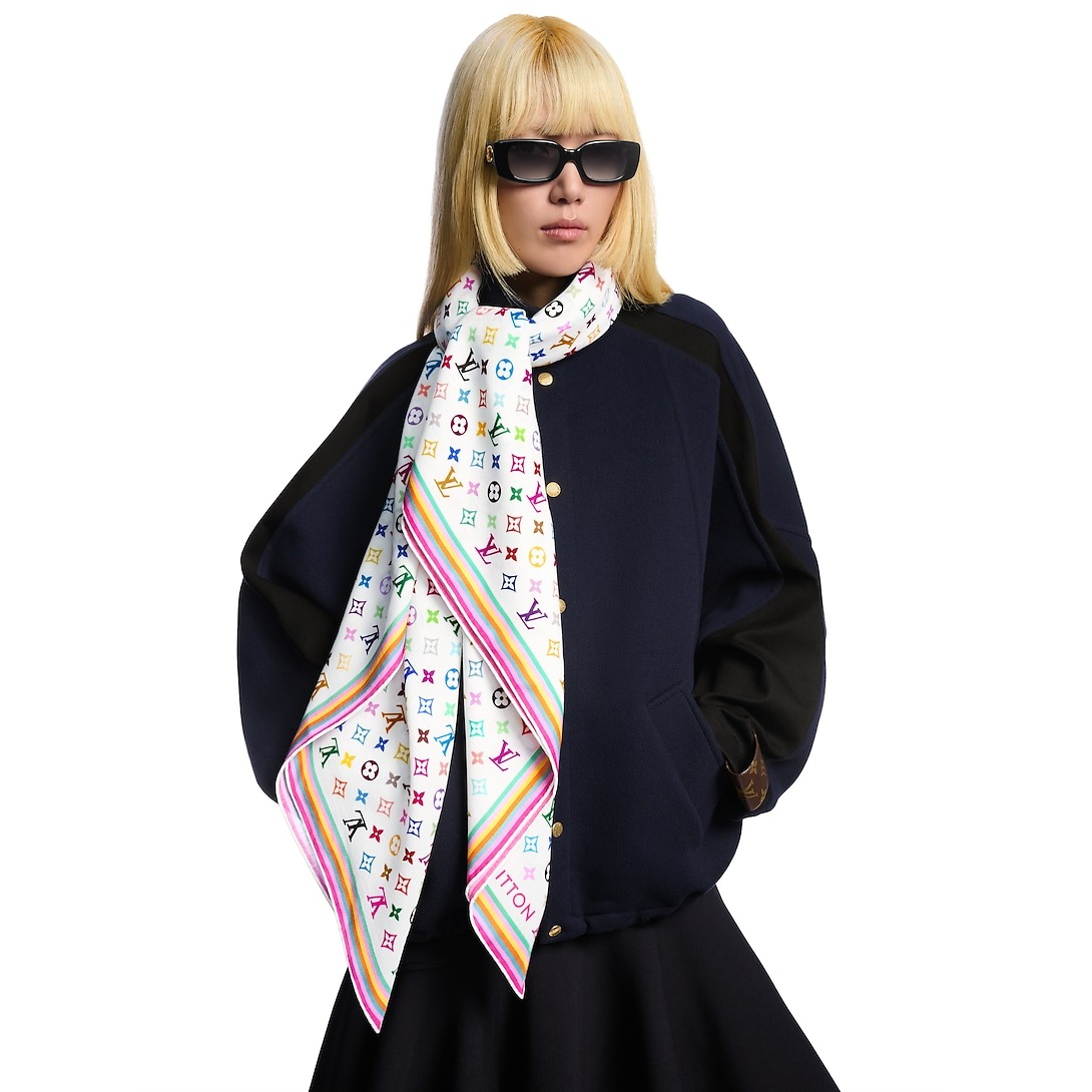 Louis Vuitton LV x TM Monogram Multicolor Shawl 52.8in/ 134cm White For Women M94974