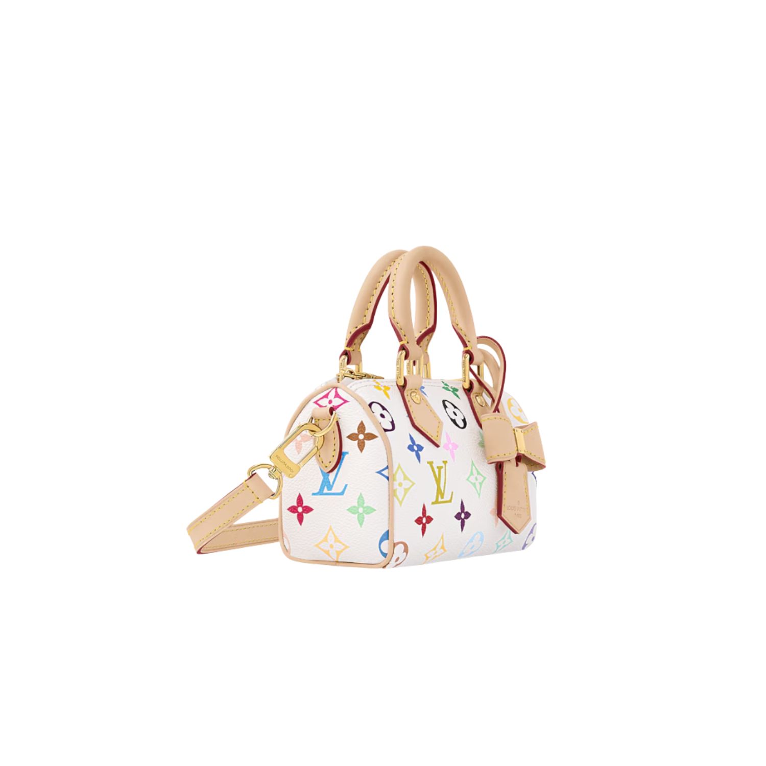 Louis Vuitton LV x TM Nano Speedy Top Handle Bag 6.3in/ 16cm Multicolore Blanc Gold Hardware For Women M13391