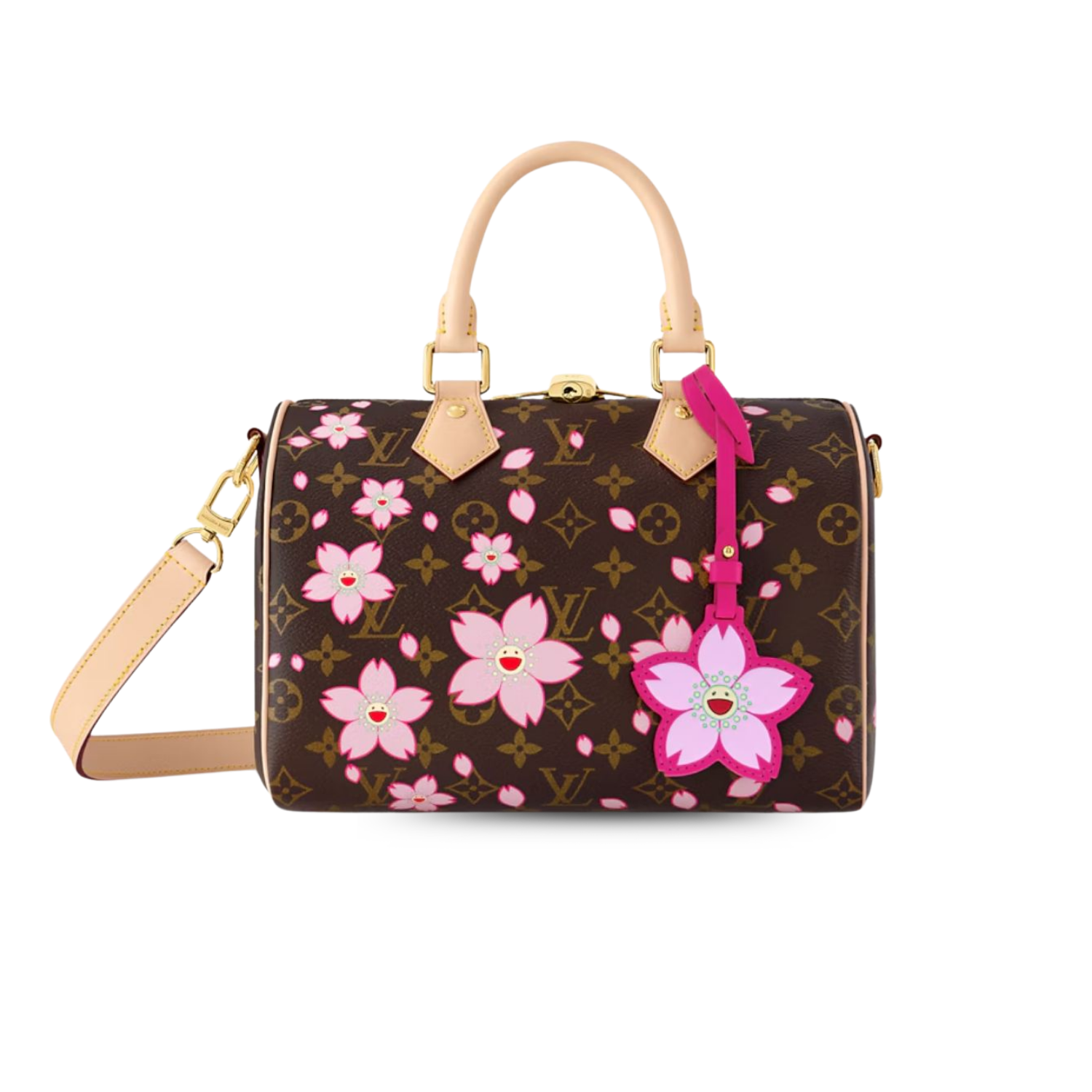 Louis Vuitton LV x TM Speedy Bandouliere 25 Top Handle Bag 9.8in/ 25cm Sakura Brown Gold Hardware For Women M14174