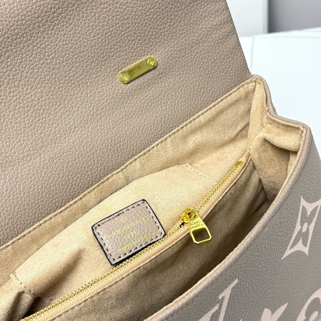 Louis Vuitton Madeleine MM Monogram Empreinte Dove Gray/ Creme Beige For Women, Women's Handbags, Shoulder and Crossbody Bags 11.8in/30cm LV M46041