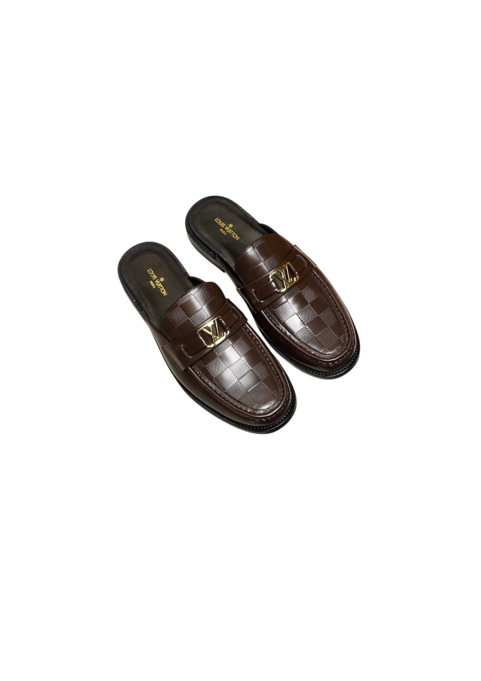 Louis Vuitton Major Open Back With Square Pattern Loafer Brown For Men