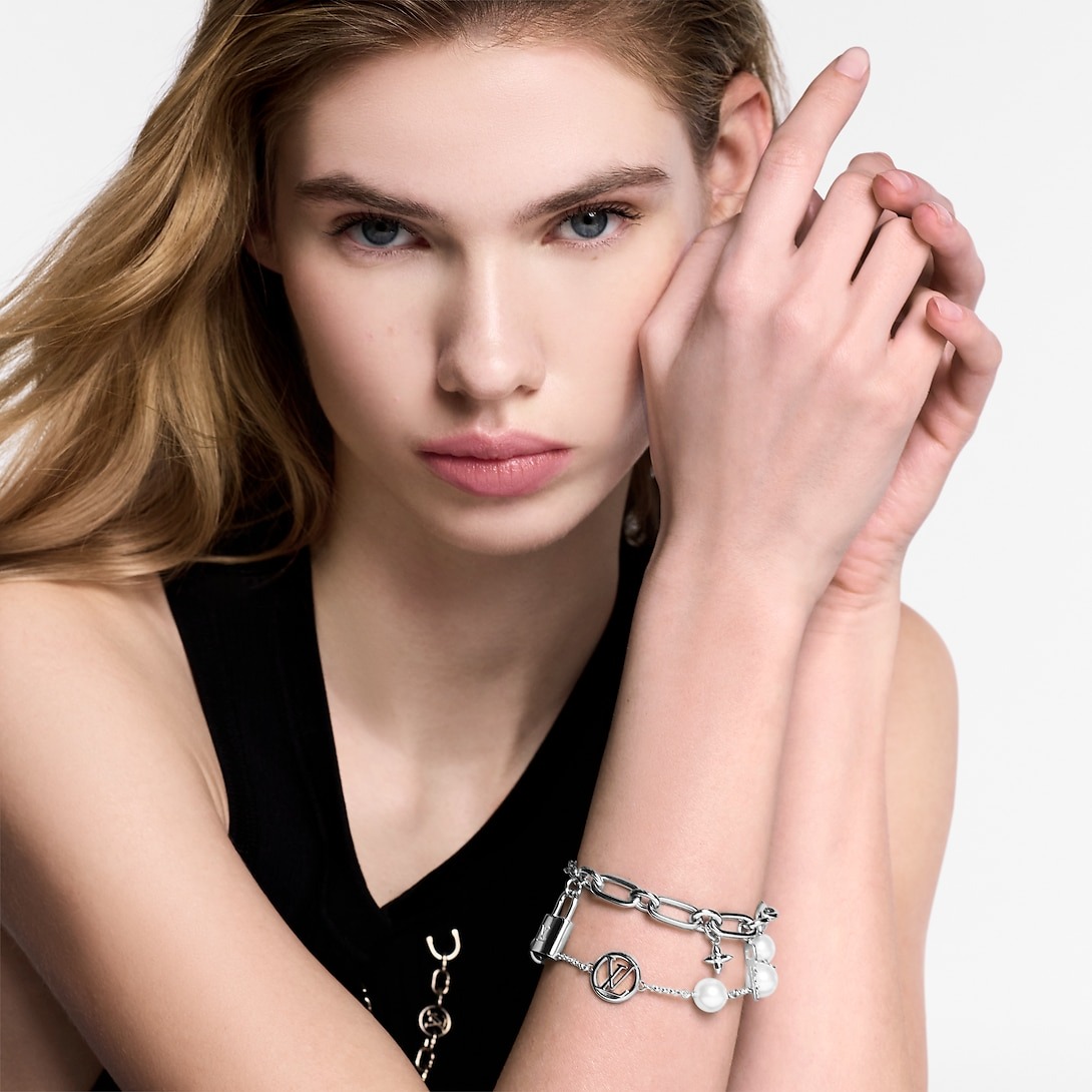 Louis Vuitton Mix Chains Bracelet Silver-Toned For Women