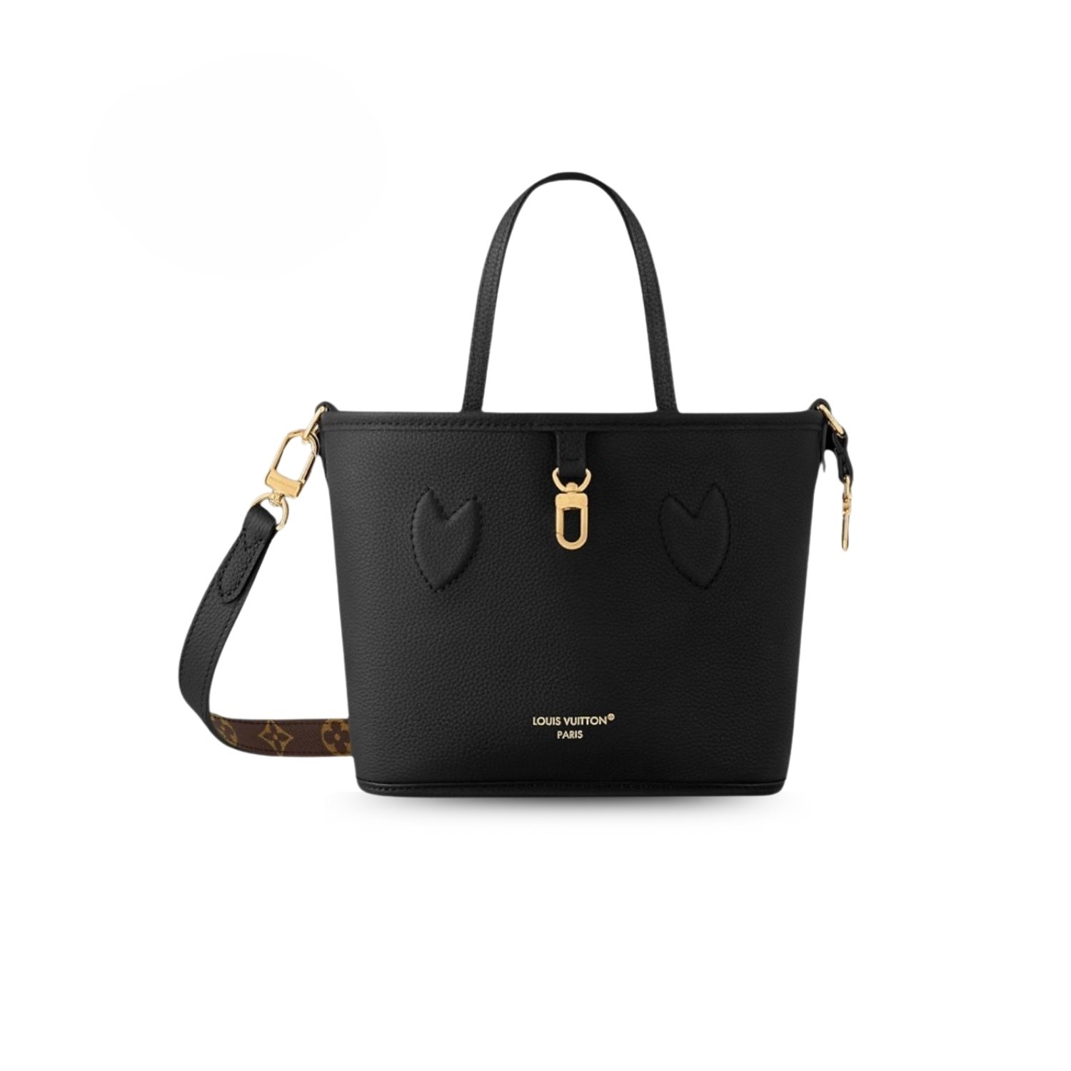 Louis Vuitton Neverfull Bandouliere Inside Out BB Tote Bag 10.4in/ 26cm Black Gold Hardware For Women M12099