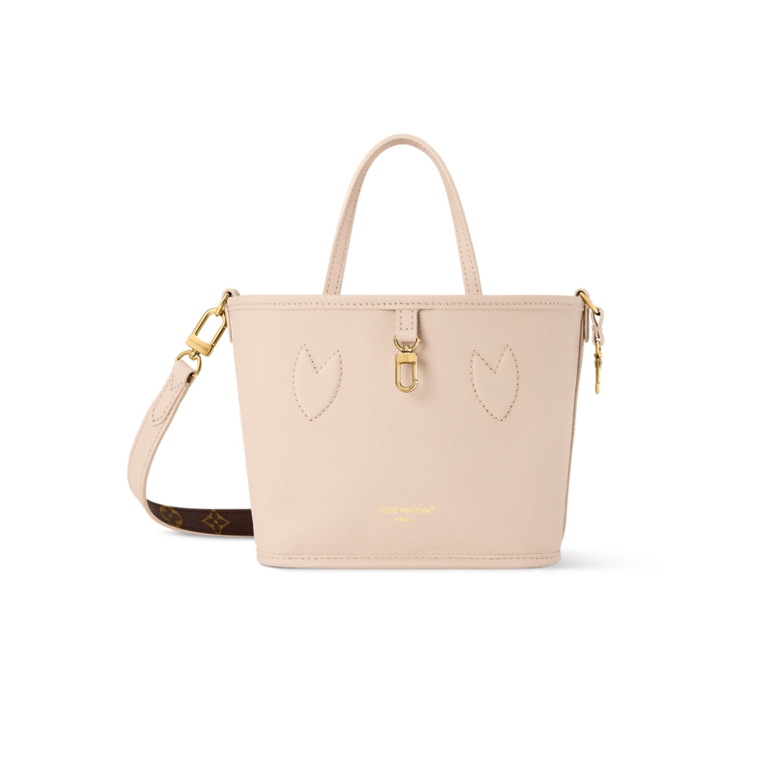 Louis Vuitton Neverfull Bandouliere Inside Out BB Tote Bag 10.4in/ 26cm Limestone Gold Hardware For Women M25657