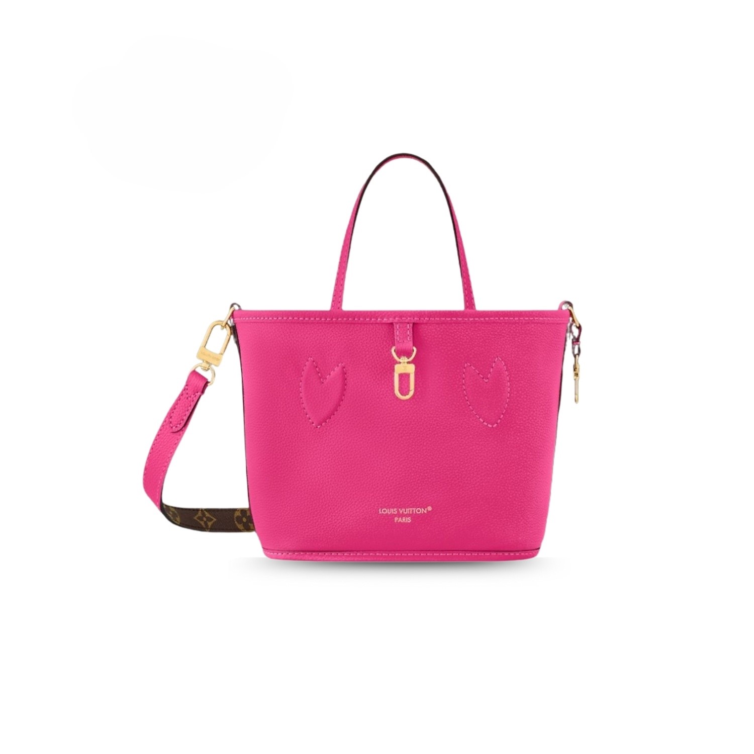 Louis Vuitton Neverfull Bandouliere Inside Out BB Tote Bag 10.4in/ 26cm Rose Pondichery Gold Hardware For Women M12106