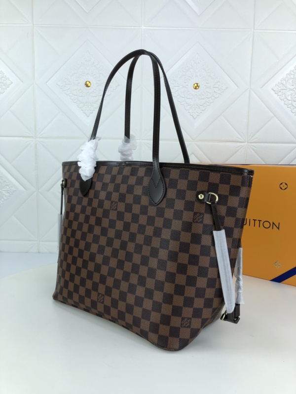 Louis Vuitton Neverfull MM Tote Bag 12.2in/ 31cm Brown Gold Hardware For Women N41603