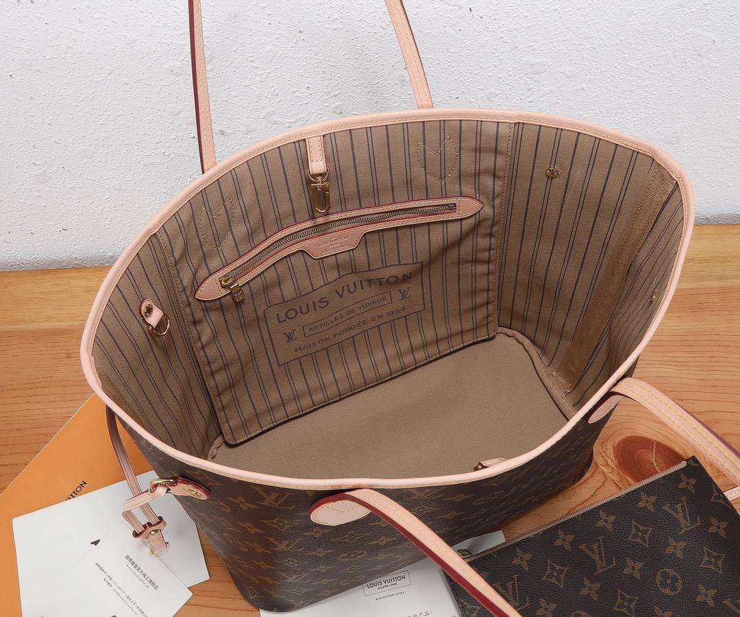Louis Vuitton Neverfull MM Tote Bag 12.2in/ 31cm Brown Monogram Canvas Gold Hardware For Women M40995