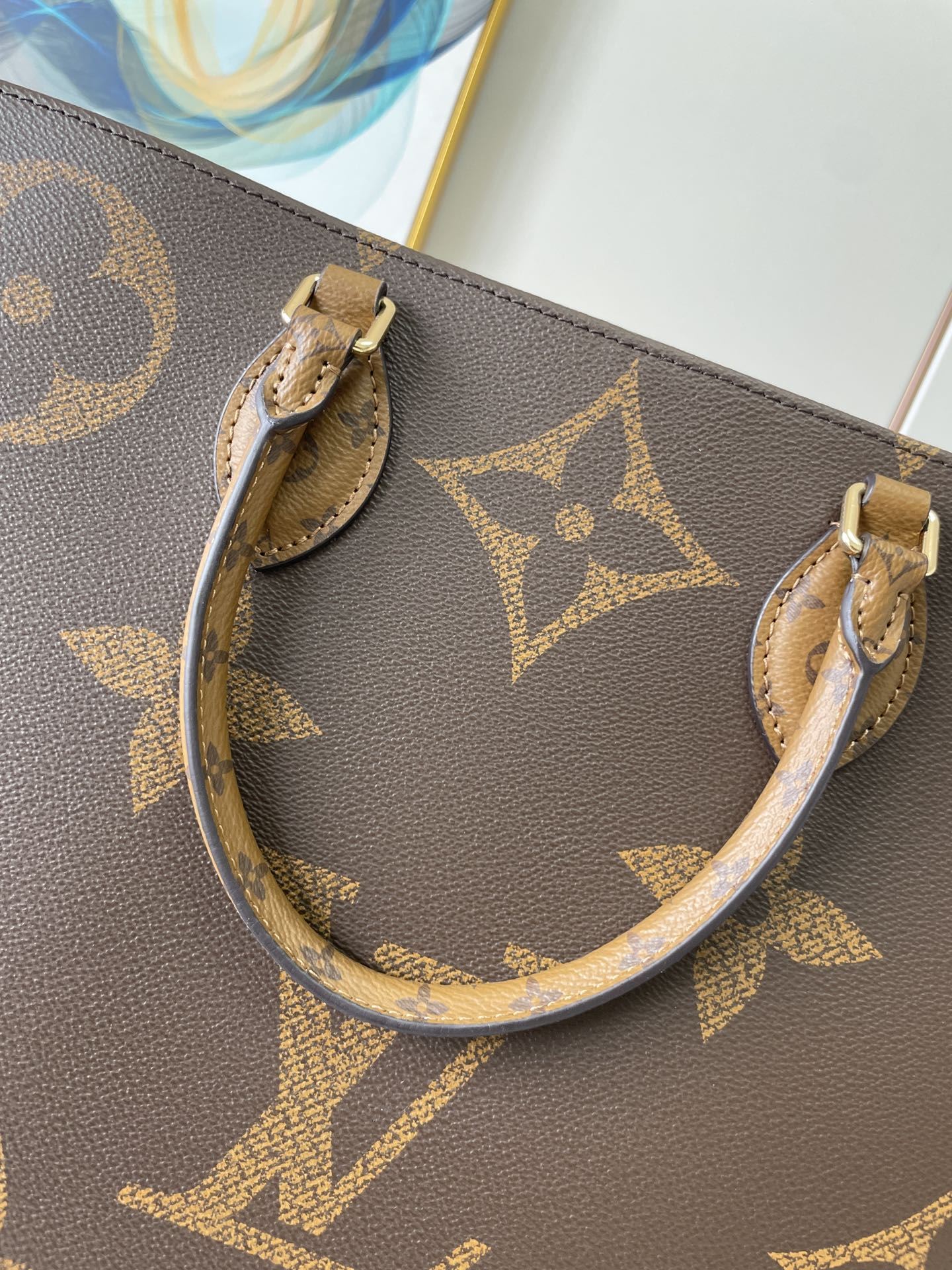 Louis Vuitton OnTheGo GM Tote Bag 16.1in/ 41cm Monogram Reverse Canvas Gold Hardware For Women M44576