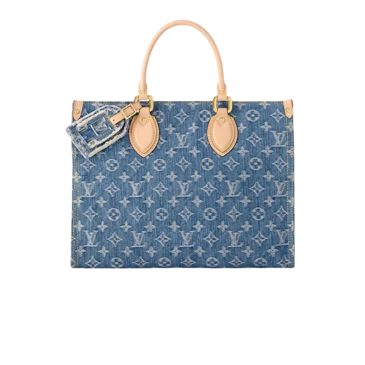 Louis Vuitton OnTheGo MM Tote Bag 13.8in/ 35cm Denim Blue Gold Hardwar For Women M46871