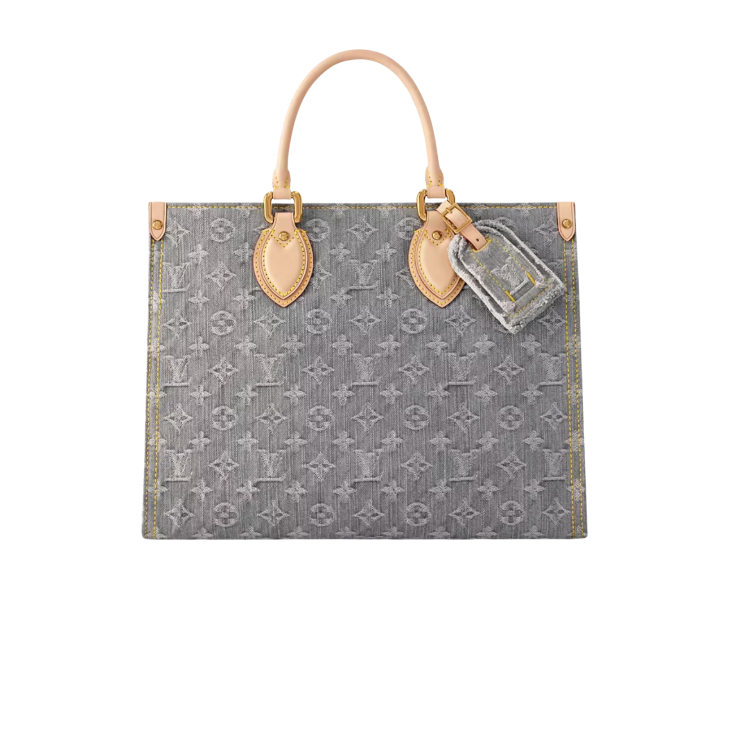 Louis Vuitton OnTheGo MM Tote Bag 13.8in/ 35cm Washed Gray Gold Hardware For Women M13189