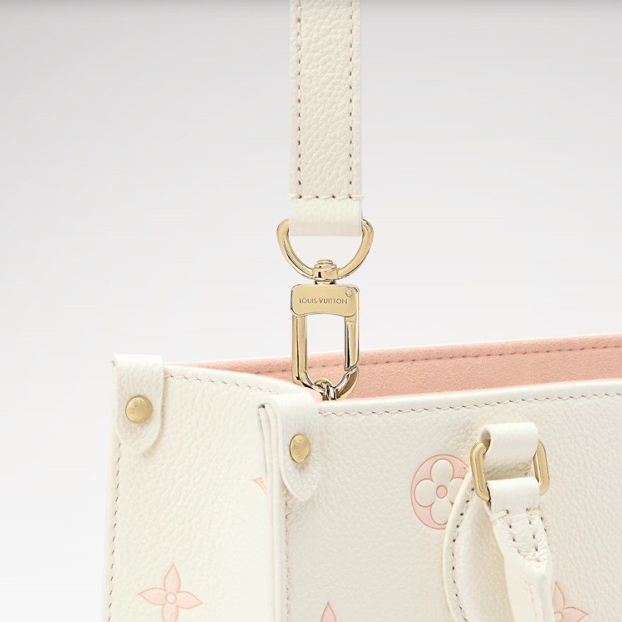 Louis Vuitton OnTheGo PM Tote Bag 9.8in/ 25cm Milky White/ Peach Gold Hardware For Women M28313