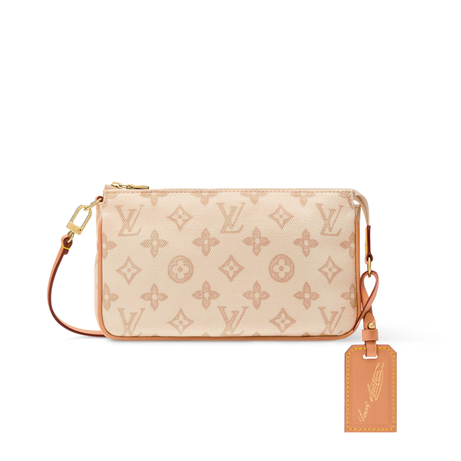 Louis Vuitton Pochette Accessoires Shoulder Bag 9.3in/ 23.5cm Linen Monogram Origine Gold Hardware For Women M28321