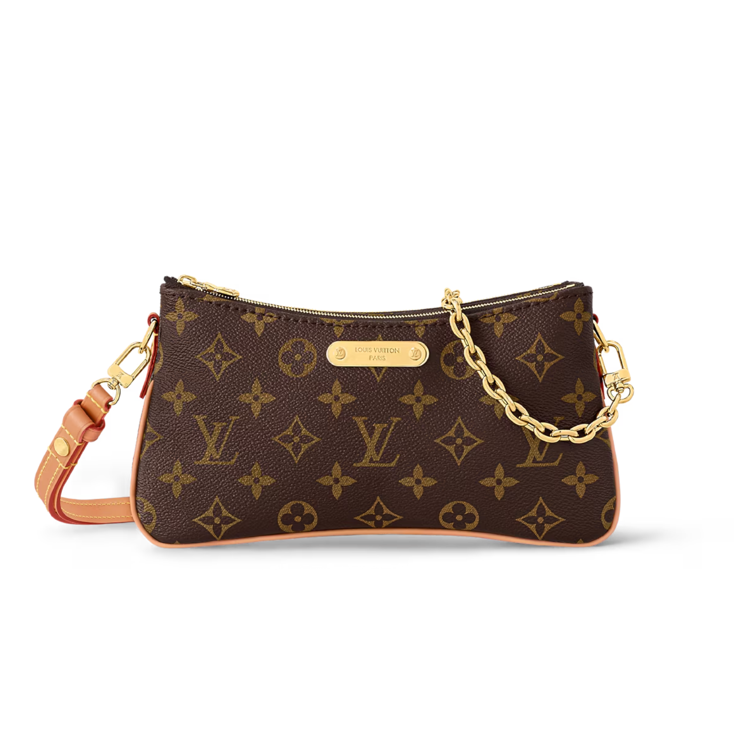 Louis Vuitton Pochette Liv Shoulder Bag 9.6in/ 24.5cm Brown Monogram Canvas Gold Hardware For Women M83008