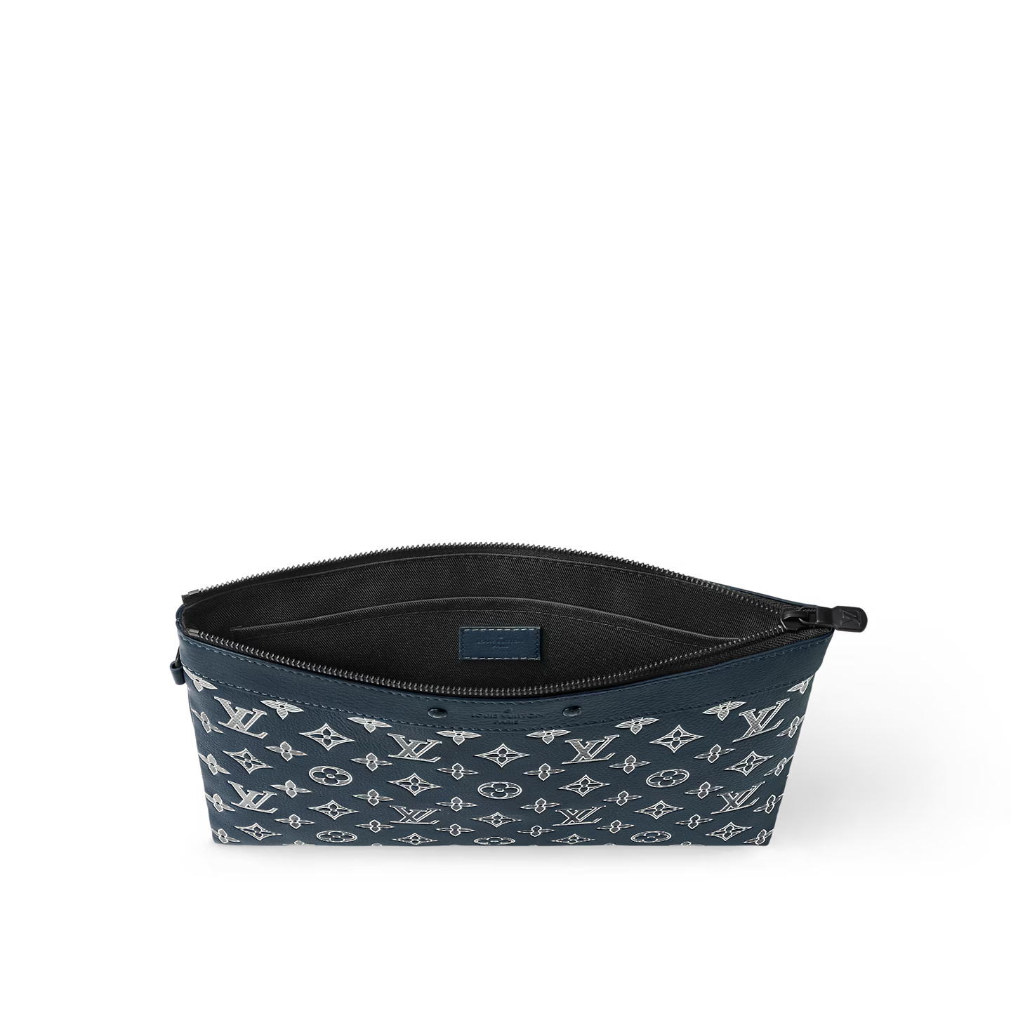 Louis Vuitton Pochette To Go Pouch 11.8in /30cm Ink Blue/ White Black Hardware For Men M83382