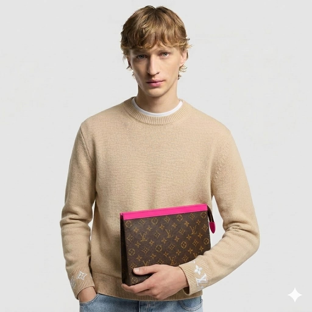 Louis Vuitton Pochette Voyage MM Pouch 10.6in/ 27cm Pink Silver Hardware For Women M82858