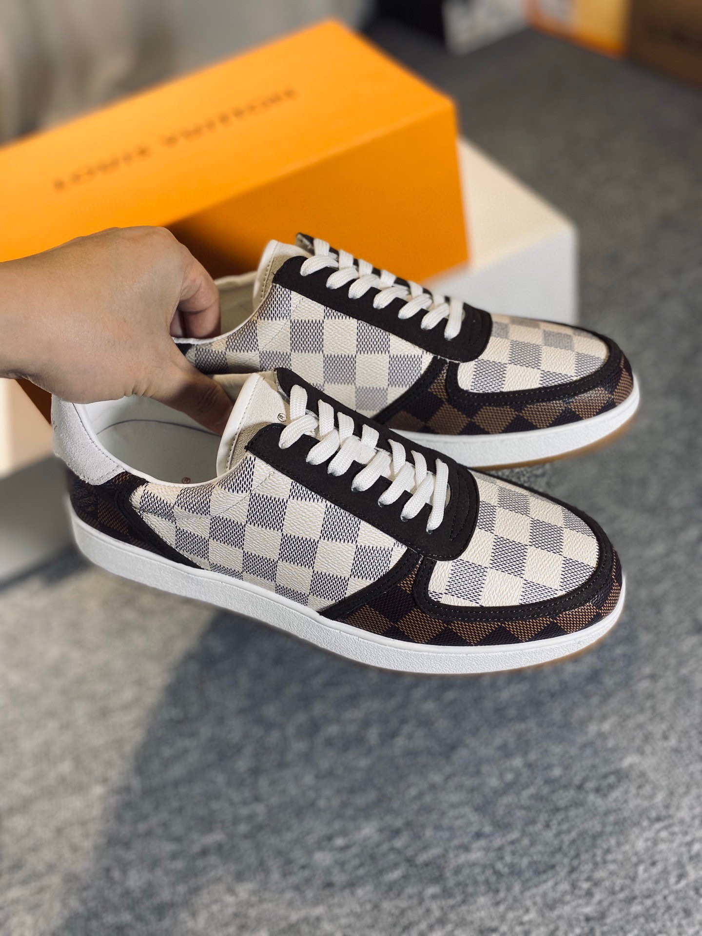Louis Vuitton Rivoli Sneaker Gray And Brown For Men LV