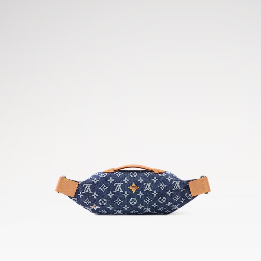 Louis Vuitton Rush Bumbag 11.8in/ 30cm Blue Monogram Flowers Denim Silver Hardware For Men M27640