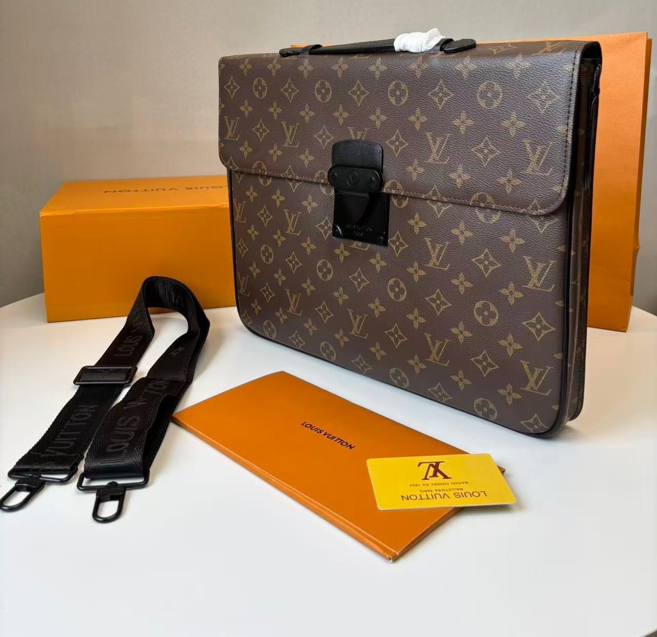 Louis Vuitton S-Lock Briefcase Monogram Canvas For Men, Men's Bags, Shoulder And Crossbody Bags 14.6in/37cm LV
