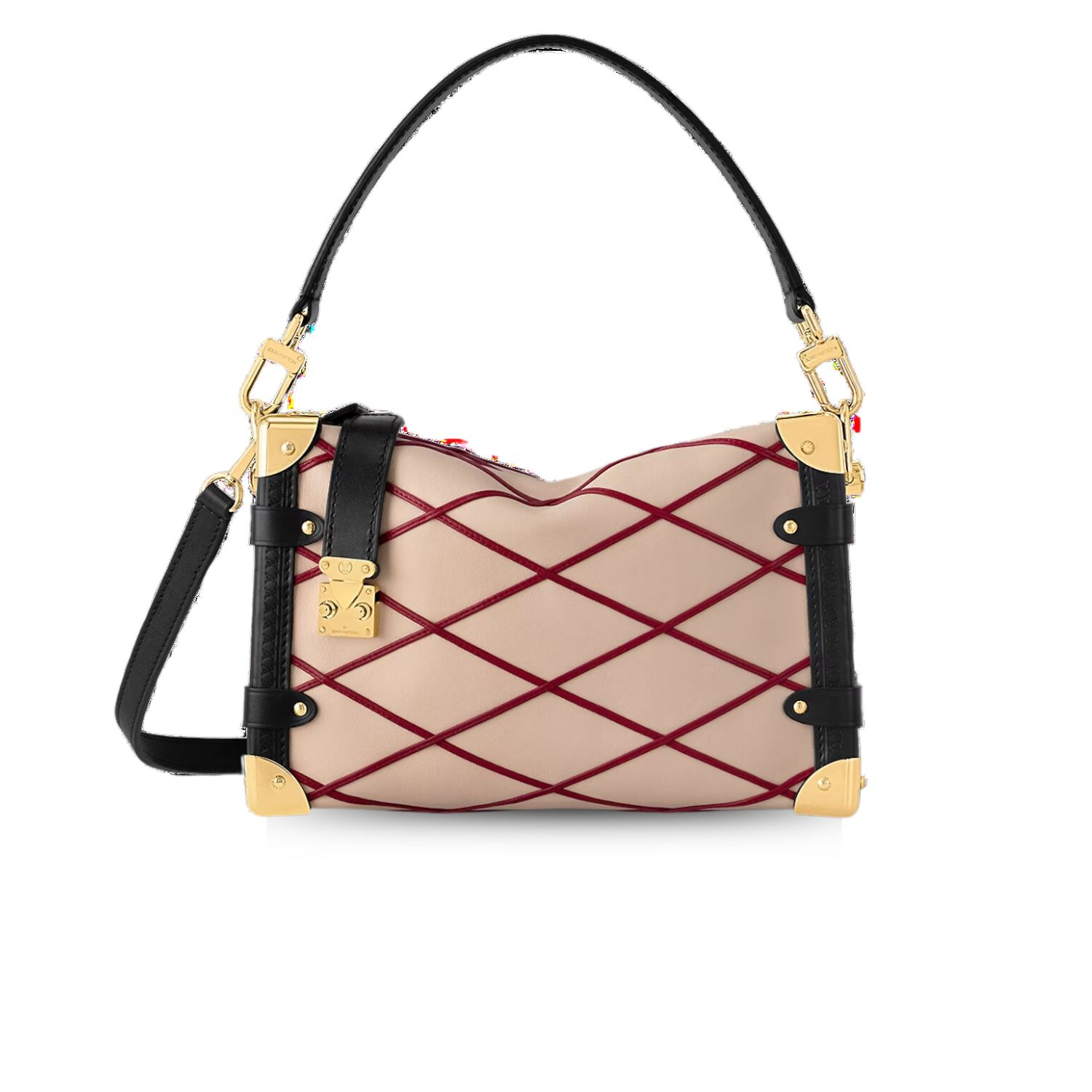 Louis Vuitton Side Trunk MM Shoulder Bag 9.3in/ 23.5cm Beige/ Red Gold Hardware For Women M24403