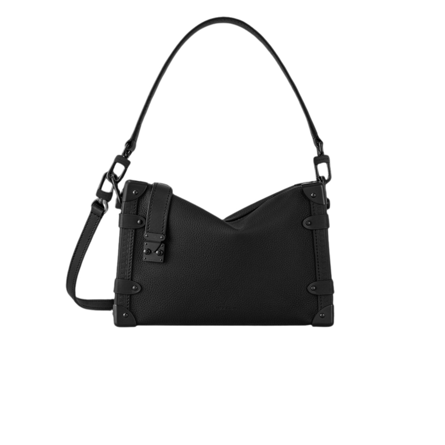 Louis Vuitton Side Trunk MM Shoulder Bag 9.3in/ 23.5cm Black Black Hardware For Women M24309