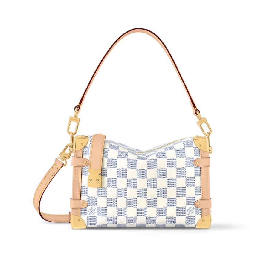 Louis Vuitton Side Trunk MM Shoulder Bag 9.3in/ 23.5cm Blue Gold Hardware For Women N40712
