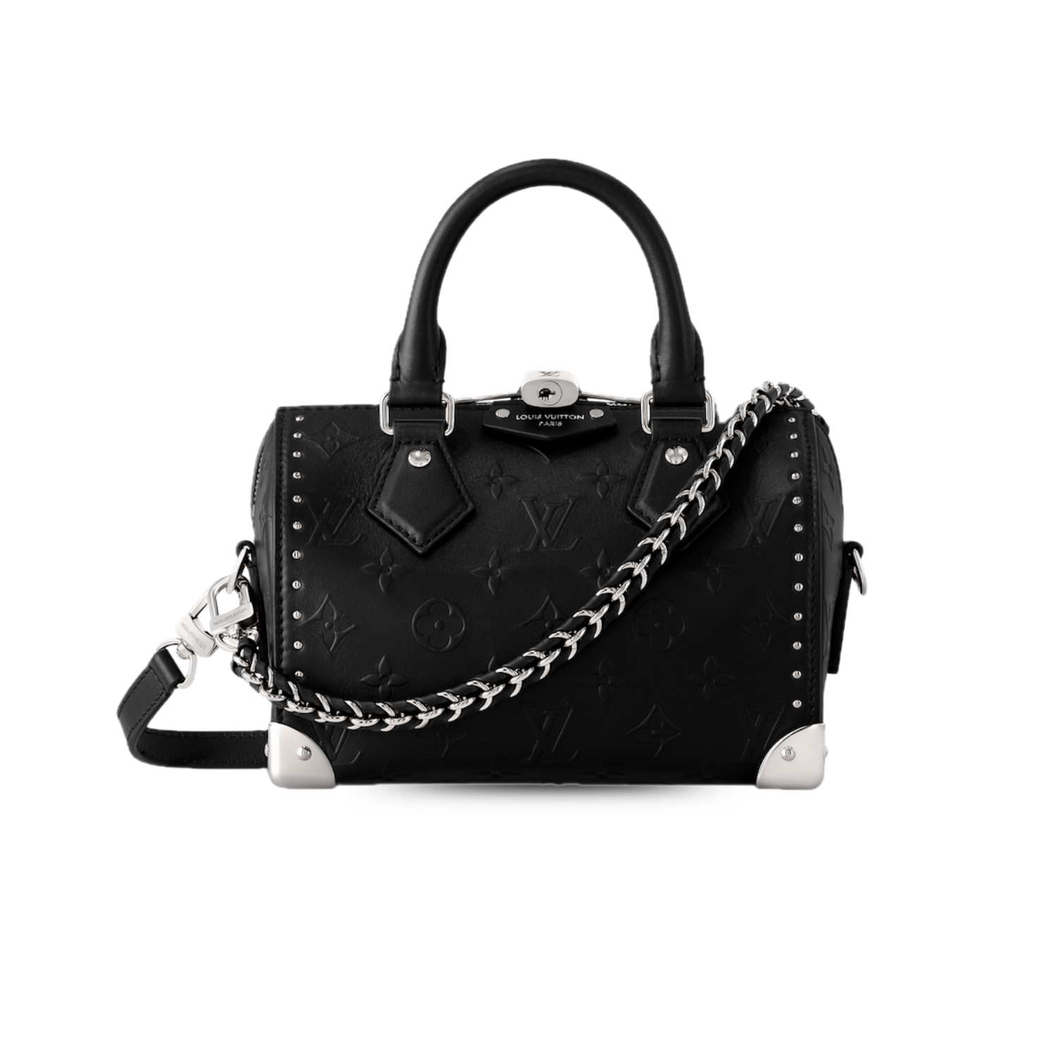 Louis Vuitton Speedy Trunk 20 Top Handle Bag 8.1in/ 20.5cm Black Silver Hardware For Women M14575