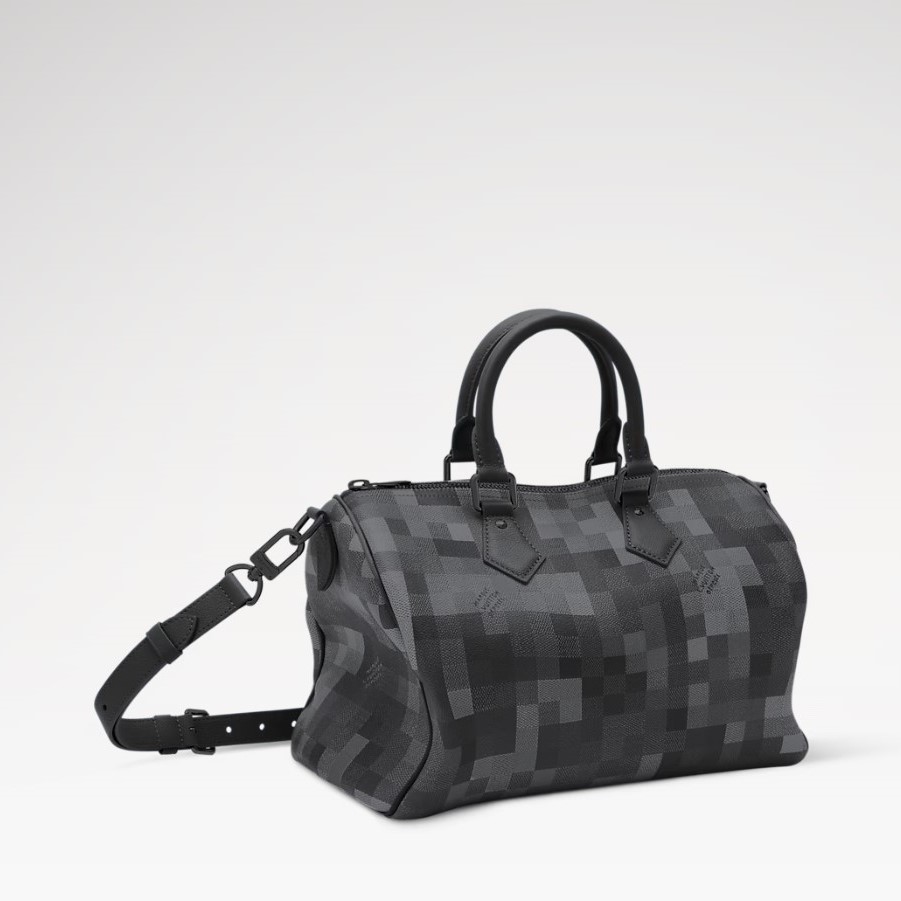 Louis Vuitton Speedy 30 Bandouliere Top Handle Bag 13.4in/ 34cm Indigo Blue Damoflage Black Hardware For Men M28977